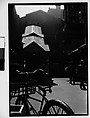 [Street Scene in Front of Elevated Train Entrance with Bicycle in Foreground, New York City], Walker Evans  American, Film negative