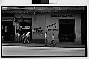 [Street Scene in Front of Lottery Ticket Shop "La Casa Pepe" and Fruit Market "La Casa Rafael", Havana], Walker Evans  American, Film negative