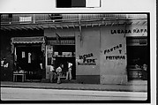 [Street Scene in Front of Lottery Ticket Shop "La Casa Pepe" and Fruit Market "La Casa Rafael", Havana], Walker Evans  American, Film negative