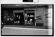 [Street Scene in Front of Lottery Ticket Shop "La Casa Pepe" and Fruit Market "La Casa Rafael", Havana], Walker Evans  American, Film negative