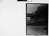 [Three 35mm Film Frames: Saake's Drugstore, Probably Millerton, New York; Partial View of Farm Buildings and Street, New York State; Parked Car on Main Street, New York State], Walker Evans (American, St. Louis, Missouri 1903–1975 New Haven, Connecticut), Film negative