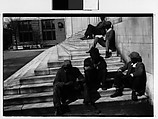 [Three 35mm Film Frames: Men Seated on Steps of Public Building, Southeastern U.S.], Walker Evans (American, St. Louis, Missouri 1903–1975 New Haven, Connecticut), Film negative