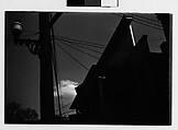 [Three 35mm Film Frames: Jigsaw Trim Roofline of Saake's Drugstore with Streetlight and Power Lines, Probably Millerton, New York], Walker Evans (American, St. Louis, Missouri 1903–1975 New Haven, Connecticut), Film negative