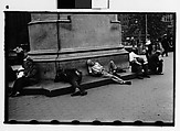 [Two 35mm Film Frames: Men Lying Around Statue Base, Union Square Park, New York City], Walker Evans (American, St. Louis, Missouri 1903–1975 New Haven, Connecticut), Film negative