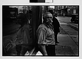 [Three 35mm Film Frames: Shopkeeper with Broom on Sidewalk, Man with Handlebar Moustache on Sidewalk, Ossining, New York], Walker Evans (American, St. Louis, Missouri 1903–1975 New Haven, Connecticut), Film negative