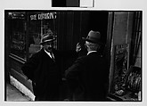 [Three 35mm Film Frames: Two Men in Conversation Outside Shoe Repair Shop, Ossining, New York], Walker Evans (American, St. Louis, Missouri 1903–1975 New Haven, Connecticut), Film negative