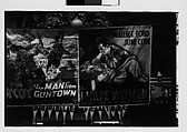[Five 35mm Film Frames: Theater Lobby and Posters, Double Feature Movie Posters 