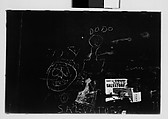[Five 35mm Film Frames: Graffiti on Wall, Man and Boxes in Front of Graffiti-Covered Wall, Chalk Drawing, New York City], Walker Evans (American, St. Louis, Missouri 1903–1975 New Haven, Connecticut), Film negative