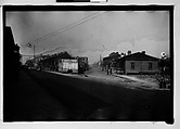 [Fork in Road with Two Rows of Wooden Shacks, Augusta, Georgia], Walker Evans  American, Film negative