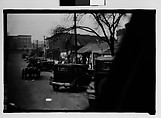 [Parked Cars and Horse-Drawn Wagon on Main Street, Milledgeville, Georgia], Walker Evans  American, Film negative