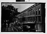 [Two Men on Walkway Across from Warehouse Buildings, Savannah, Georgia], Walker Evans  American, Film negative