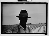[Man Wearing Hat and Suspenders with Field in Background, Hale County?, Alabama], Walker Evans  American, Film negative