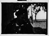[Man Wearing Cap and Overalls Next to Tree, Hale County?, Alabama], Walker Evans  American, Film negative
