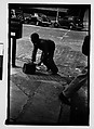 [Five 35mm Film Frames on Uncut Roll of Boy Shining Shoes on Street Corner and Men Outside Shoe Store, Tallahassee, Florida], Walker Evans (American, St. Louis, Missouri 1903–1975 New Haven, Connecticut), Film negative