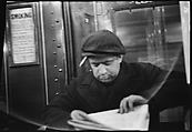 [Five 35mm Film Frames: Subway Passengers, New York City: Man in Cap Reading Newspaper, Standee Reading Book, Seated Man], Walker Evans (American, St. Louis, Missouri 1903–1975 New Haven, Connecticut), Film negative
