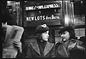 [Five 35mm Film Frames: Subway Passengers, New York City: Man, Woman Reading Newspaper, Women Beneath "Lex Ave Express" Sign, Two Women in Conversation Beneath "Broadway 7th Ave Express" Sign], Walker Evans (American, St. Louis, Missouri 1903–1975 New Haven, Connecticut), Film negative