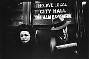 [Three 35mm Film Frames: Subway Passengers, New York City: Woman Beneath "City Hall" Sign, Woman, Man Reading Newspaper Beneath "City Hall" Sign, Woman in Fur Collar, Man Reading Newspaper Beneath "City Hall" Sign], Walker Evans (American, St. Louis, Missouri 1903–1975 New Haven, Connecticut), Film negative
