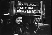 [Three 35mm Film Frames: Subway Passengers, New York City: Woman Beneath "City Hall" Sign, Woman, Man Reading Newspaper Beneath "City Hall" Sign, Woman in Fur Collar, Man Reading Newspaper Beneath "City Hall" Sign], Walker Evans (American, St. Louis, Missouri 1903–1975 New Haven, Connecticut), Film negative