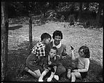[Emily Workum and Her Children on Lawn, Bedford Village, New York], Walker Evans  American, Film negative