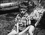 [Robert and Lee Workum on Slide, Bedford Village, New York], Walker Evans  American, Film negative