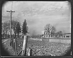 [Greek Revival House From Road with Fencepost in Foreground, Brewster, New York], Walker Evans  American, Film negative