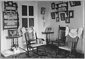 [Domestic Interior with Wooden Chairs and Corner Table], Nancy Naumburg  American, Gelatin silver print