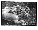 [Twenty-Two 35mm Film Frames on Uncut Roll: 21 Studies of Dismounted Carousel Horses in Field, and 1 View of Parked Automobile in Front of Roadside Building], Walker Evans (American, St. Louis, Missouri 1903–1975 New Haven, Connecticut), Film negative