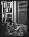 [Unidentified Woman Reading in Armchair in Library], Walker Evans  American, Film negative