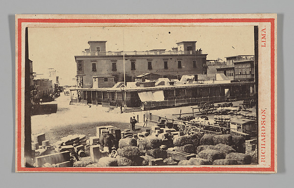 [Two Story Building with One Story Flat Roofed Building in Front, Lima]