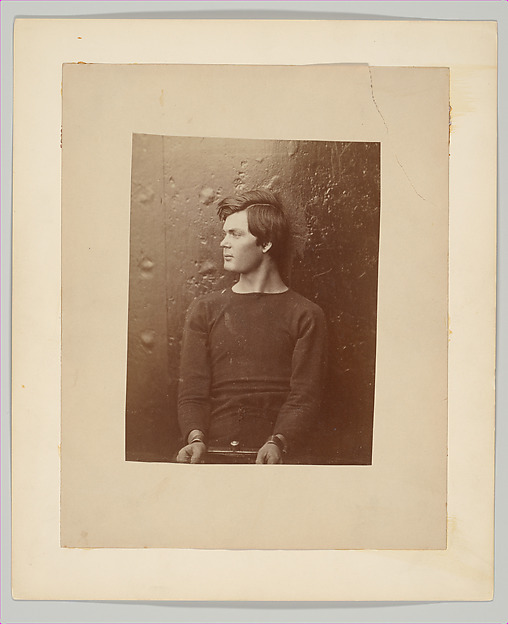 [Lewis Payne (Lewis Powell), Lincoln Assassination Conspirator, in Sweater, Seated and Manacled on the USS Saugus, Washington Navy Yard]