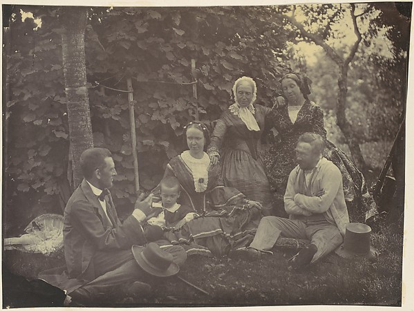 [Three Women,Two Men, and a Child on a Picnic]