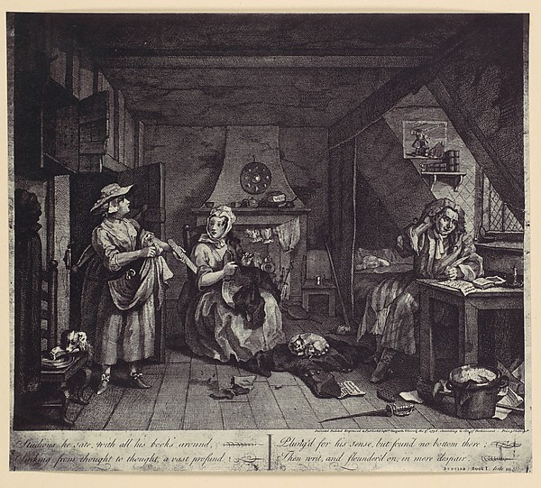 [photo-reproduction of Hogarth's print illustrating the Dunciad, Book I, line III]
