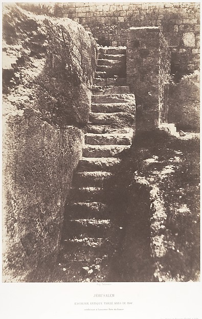 Jérusalem, Escalier antique taillé dans le roc, conduisant à l'ancienne Porte du Fumier
