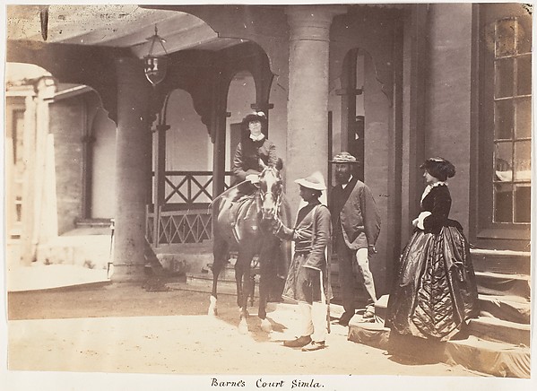 [Group Portrait: (L to R)Lady Canning, Major Jones and Lady Campbell, Barnes Court, Simla]
