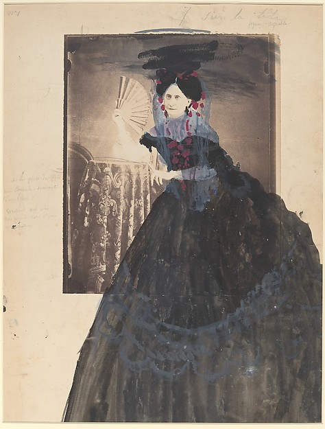[La Comtesse at Table holding Fan]