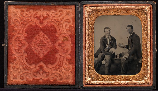 [Union Soldiers Sitting on Bench, Playing Cards]