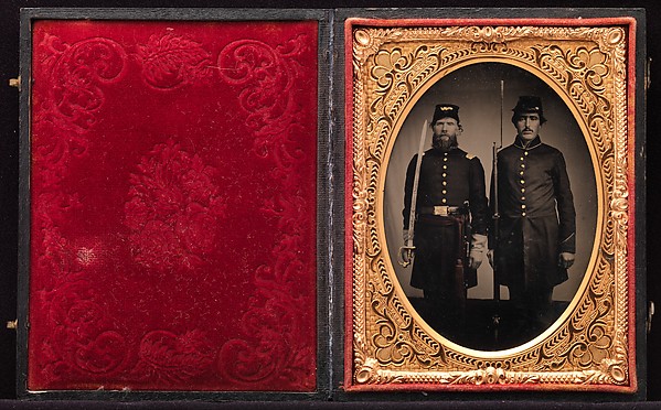 [Union Officer and Private, Standing at Attention, with Sword and Rifle with Fixed Bayonet]