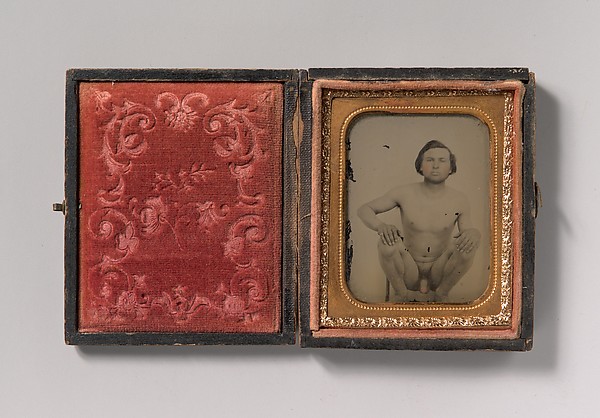 [Nude Man Squatting on Chair]