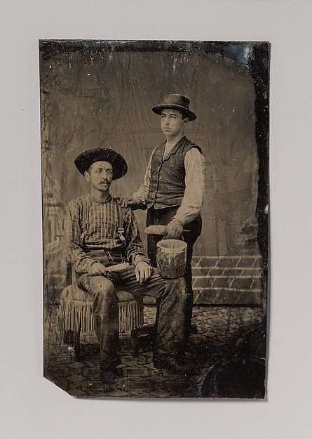 [Two Painters, One Seated and One Standing, with Brushes and a Bucket]