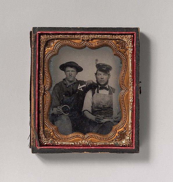 [Two Seated Men with Calipers, T-Square, and Compass]