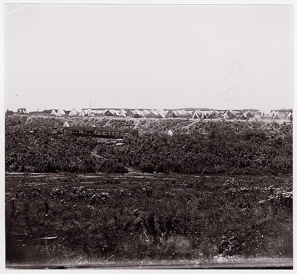 [Unidentified Union Army Encampment on a Bluff]