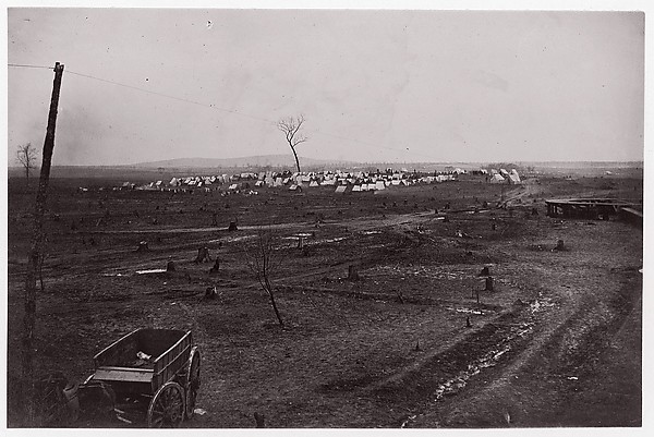 [Wagon and Unidentified Union Army Tented Encampment in Distance]