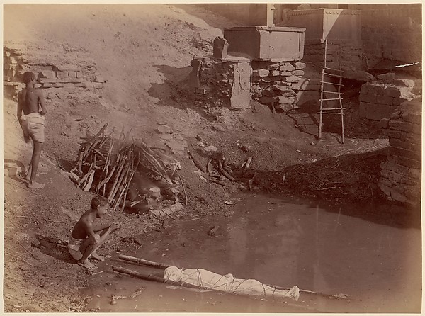 [Cremation Ground at Manikarnika Ghat, Varanasi, India]