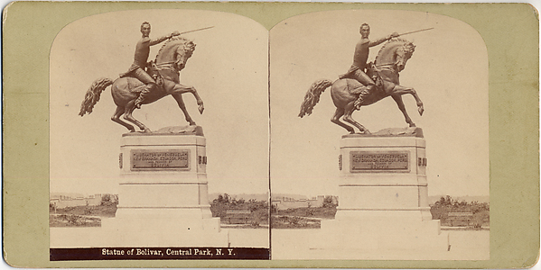 [Stereographic View of Statue of Simon Bolivar by R. de la Cora, Central Park, New York]