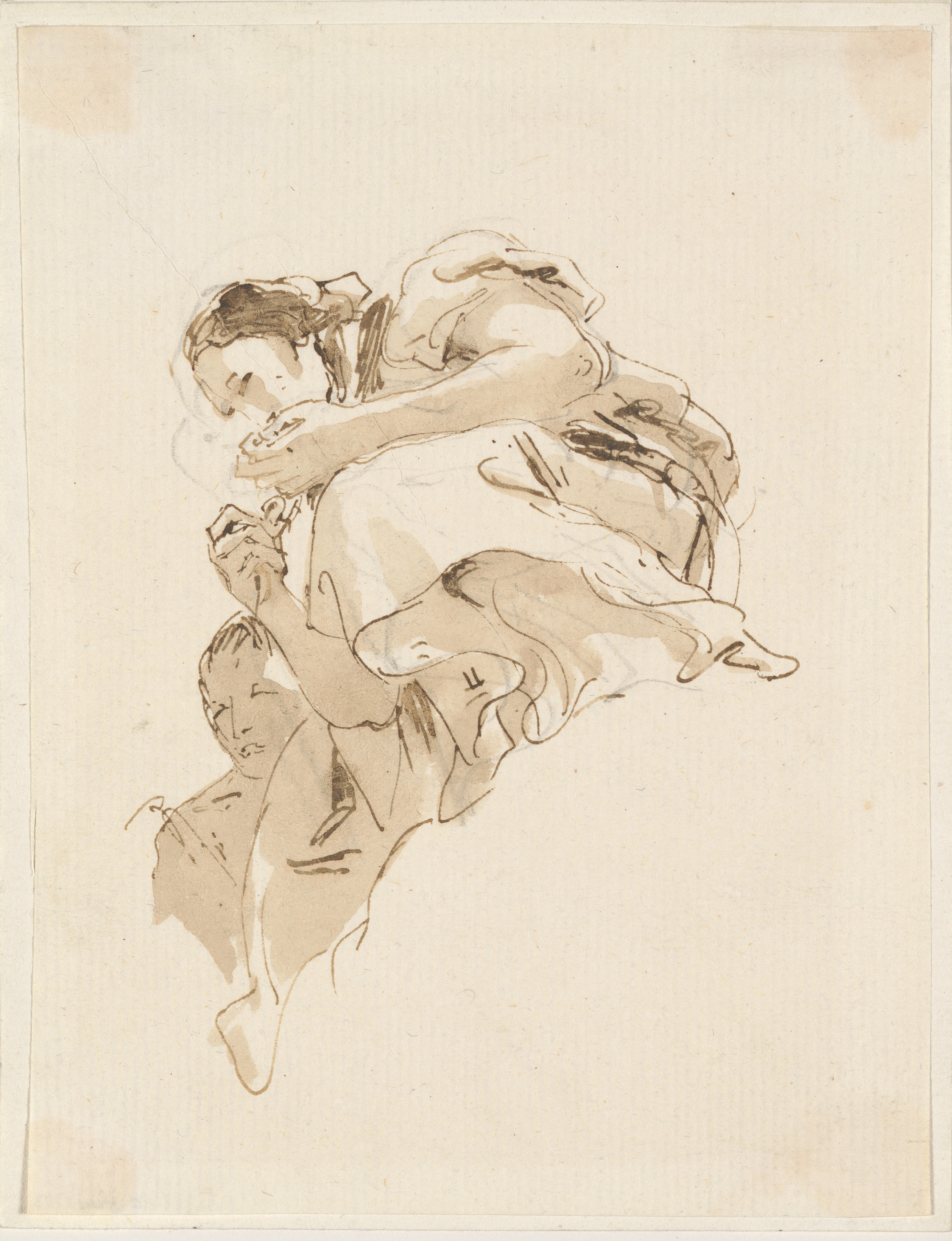 Giovanni Battista Tiepolo Crouching Woman with a Boy Behind Her The