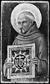 Saint Bernardino, Workshop of Sano di Pietro (Ansano di Pietro di Mencio) (Italian, Siena 1405–1481 Siena), Tempera and gold on wood (panel: 20 mm thick with vertical grain; cut along all four sides)