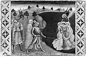 Saints Cosmas and Damian and Their Brothers Saved by an Angel After They Have Been Condemned to Death by Drowning, Style of Icilio Federico Ioni (Italian, Siena 1866–1946 Siena), Tempera and gold on wood, Italian