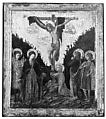 Christ on the Cross with the Virgin, Saint John the Evangelist, Saint Mary Magdalen, and Two Male Saints, Italian Painter, of uncertain date, Tempera on wood, gold ground, unknown (Italian style)