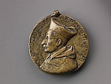 Medal:  Bust of Carlo Borromeo, Bronze (copper alloy with dull yellowish
natural patina and remains of an abraded black patina), Italian, Milan (?)