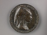 Portrait medal of Isotta degli Atti (obverse); An Elephant (reverse), Matteo de' Pasti (Italian, Verona ca. 1420–after 1467 Rimini), Bronze (copper alloy with a brown patina under a worn layer of dark brown wax)